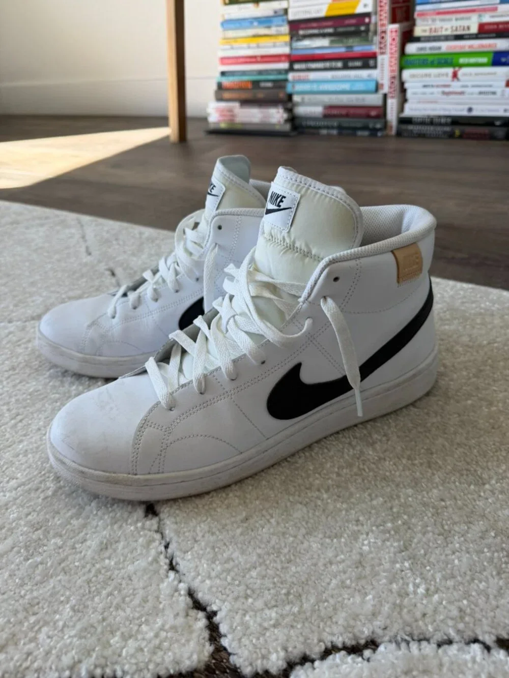 Nike White and Black Mid-Top Athletic Shoes